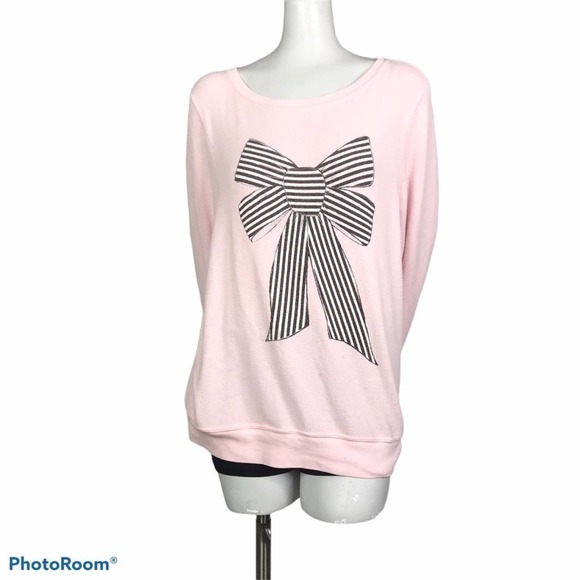 Wildfox Tops - Wildfox striped bow pullover sweatshirt size M
